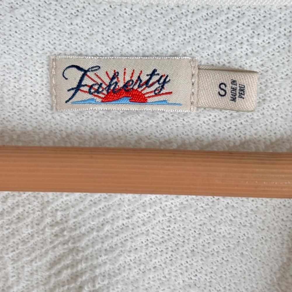 Faherty Molli Rainbow Stripe Crewneck S Sweatshirt White Beach 100% Cotton Surf - Picture 5 of 10